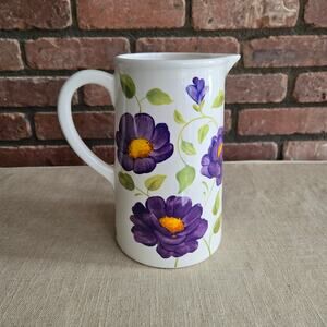 Pitcher Flower Vase Purple & Green on white background Vintage